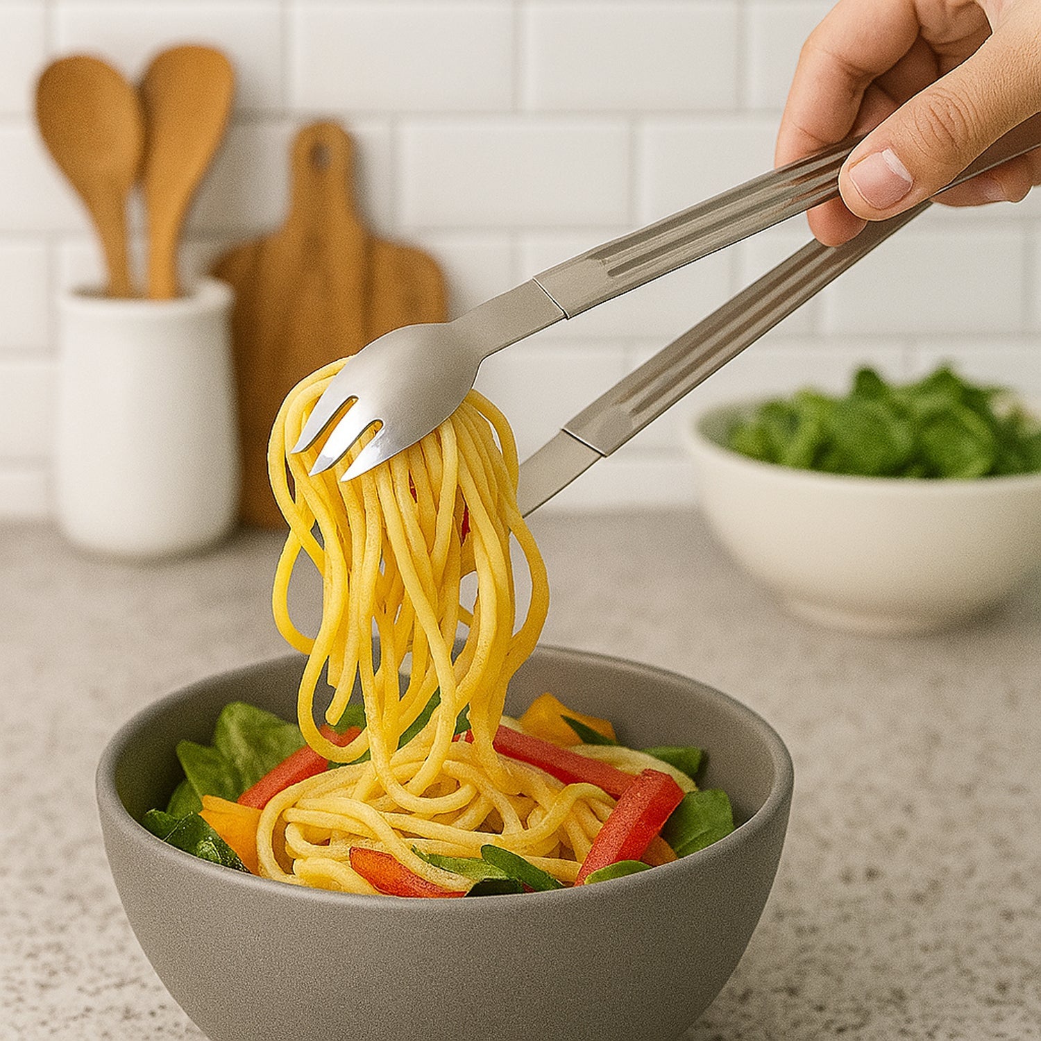 Stainless Steel Multipurpose Serving Tong – 2-in-1 Pasta & Salad Tong (1 Pc) Stainless Steel Multipurpose Serving Tong – 2-in-1 Pasta & Salad Tong (1 Pc)